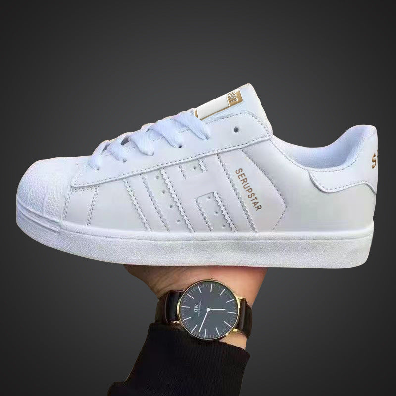Damen Sportliche Freizeit Sneakers mit Lederoberfläche und rutschfester Sohle EB