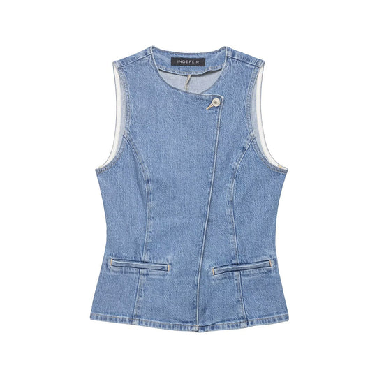 Damen Jeansjacke mit innovativem Design und modischen Knopfdetails EB