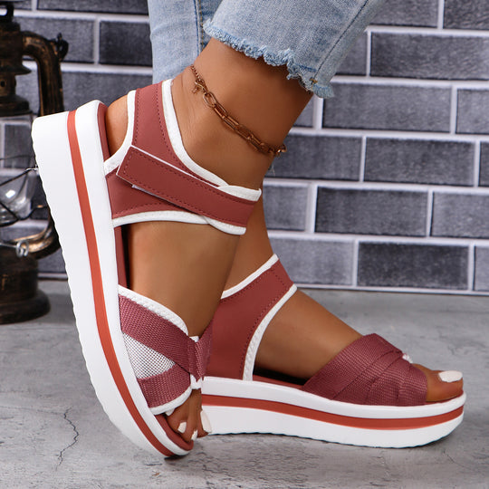 Damen Trendige Plateau-Sandalen mit verstellbaren Riemen EB