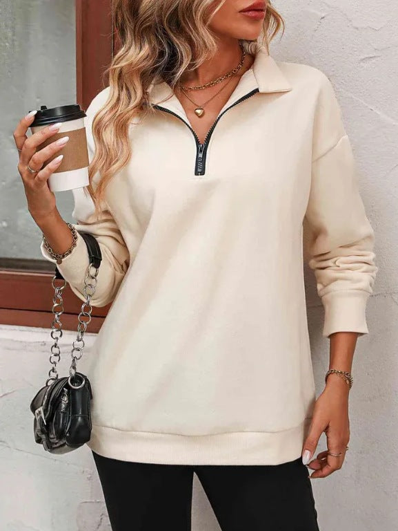 Damen Sweatshirt mit praktischer Reißverschlussöffnung und lässigem Schnitt EB