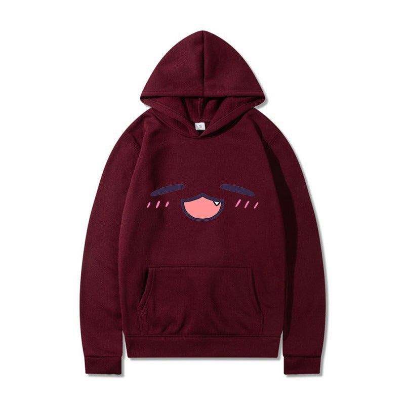 Damen Kapuzenpullover mit fröhlichem Cartoon-Gesicht und bequemer Passform EB