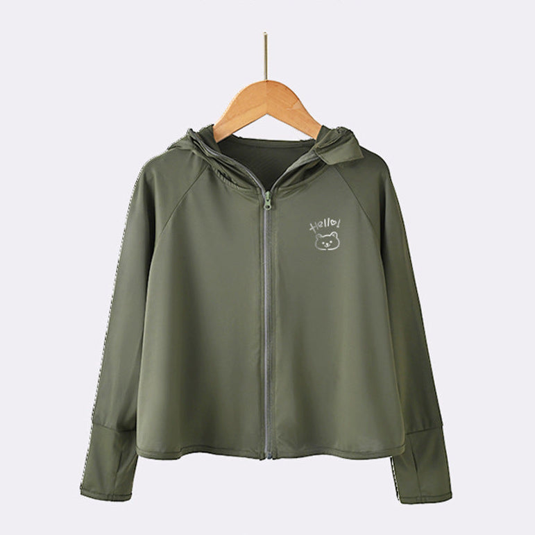 Damen leichte UV-Schutzjacke mit Kapuze und Reißverschluss EB