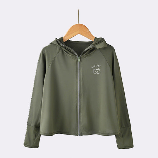 Damen leichte UV-Schutzjacke mit Kapuze und Reißverschluss EB