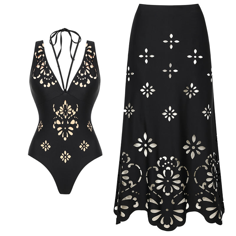 Damen Einteiler Badeanzug mit kunstvollem Cut-Out Design EB