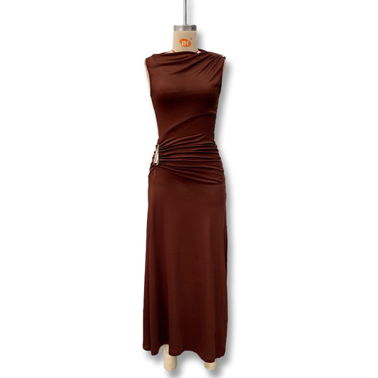 Damen Maxikleid mit raffiniertem Wickeldetail und figurbetontem Schnitt EB