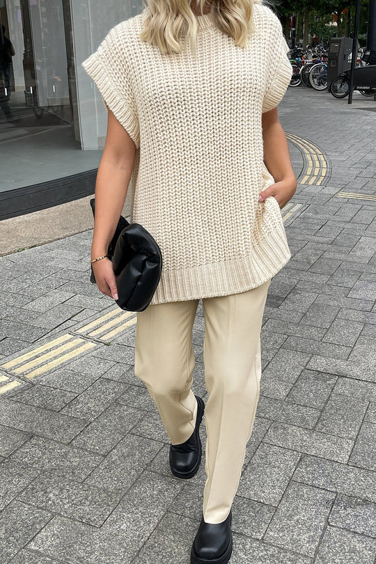 Damen Oversized Strickoberteil aus hochwertiger Baumwolle mit Tasche EB