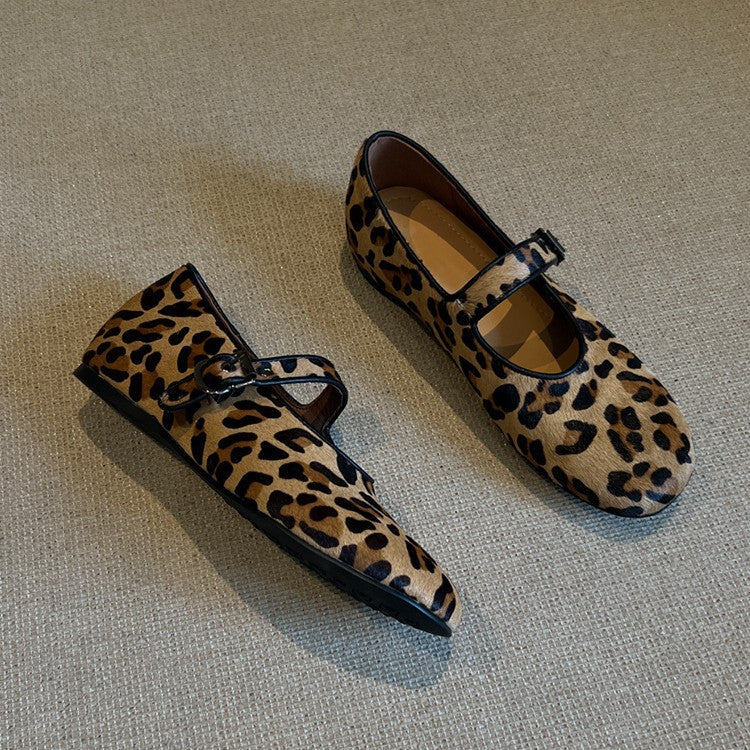 Damen Mokassins mit elegantem Leopardenmuster und komfortablem Riemen EB