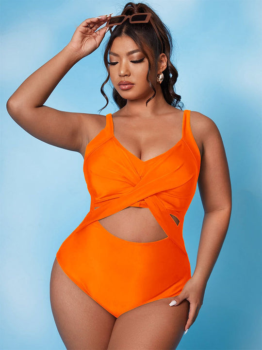 Damen einteiliger Badeanzug mit raffiniertem Wickel-Design und strategischen Cut-Outs EB