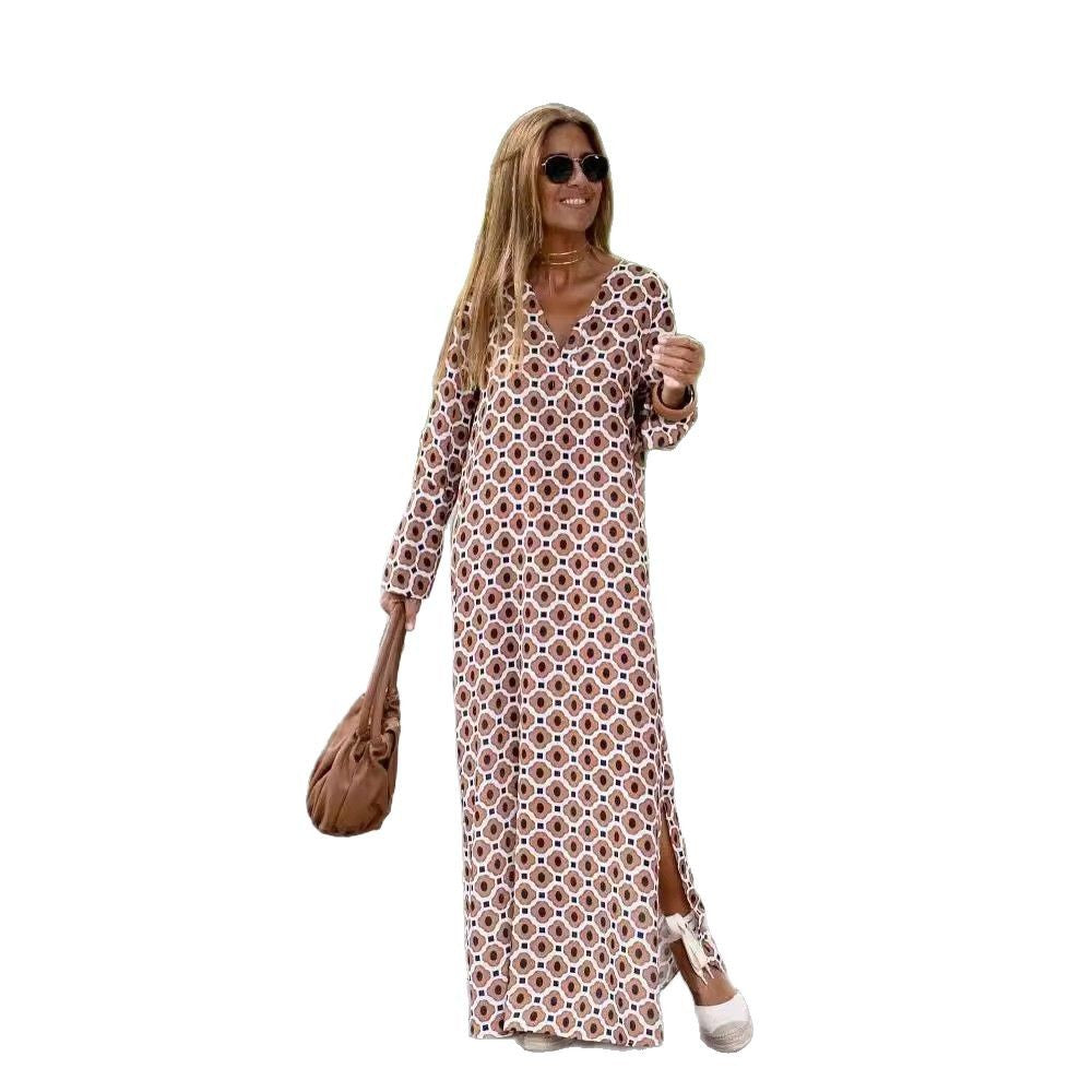 Damen Maxikleid mit modernen Mustern EB