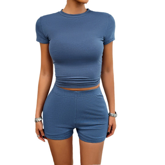 Damen Cropped T-Shirt und Shorts Set EB