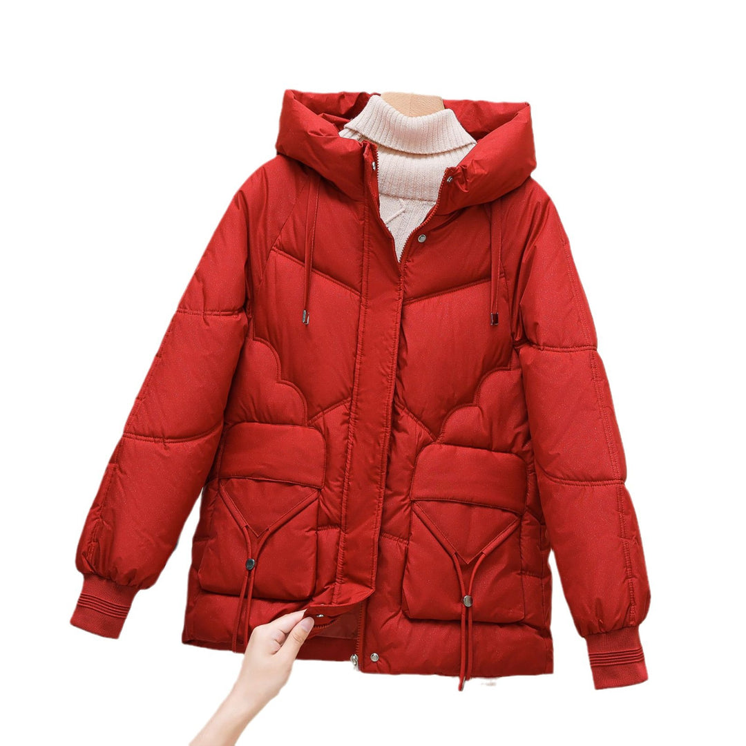 Damen gesteppte Winterjacke mit Kapuze und Herzdetails EB