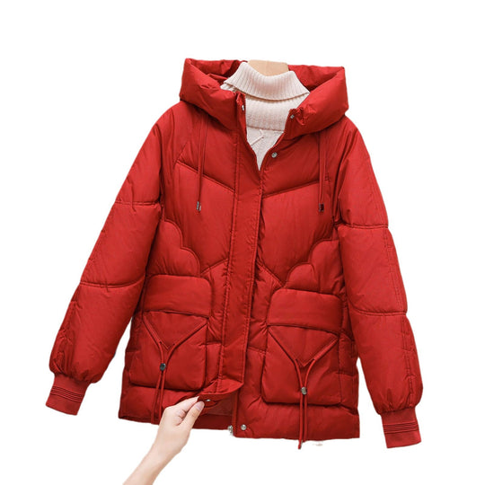 Damen gesteppte Winterjacke mit Kapuze und Herzdetails EB