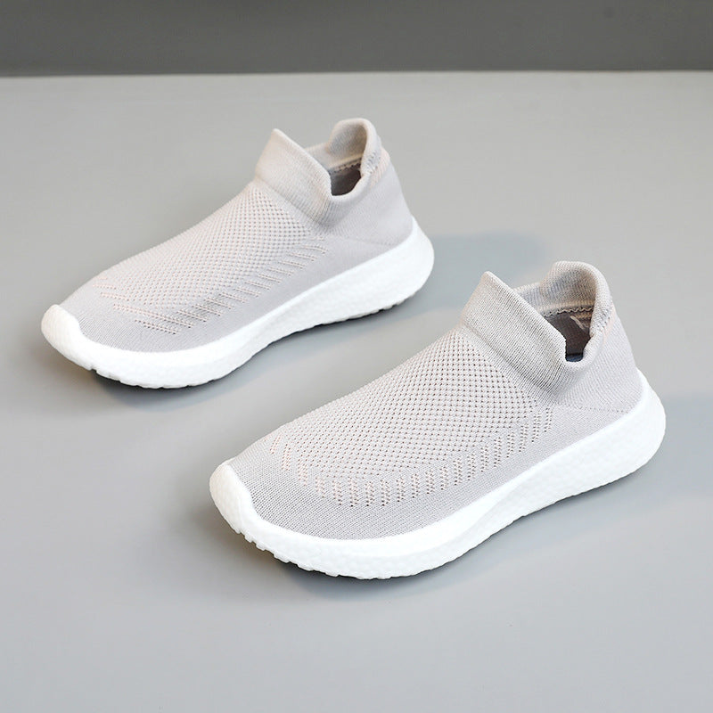Damen atmungsaktive Slip-On Sneakers mit flexiblem Strick-Obermaterial EB