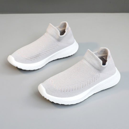 Damen atmungsaktive Slip-On Sneakers mit flexiblem Strick-Obermaterial EB