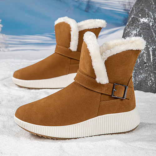 Damen gefütterte Winterstiefel mit modischer Schnallenapplikation und rutschfester Sohle EB