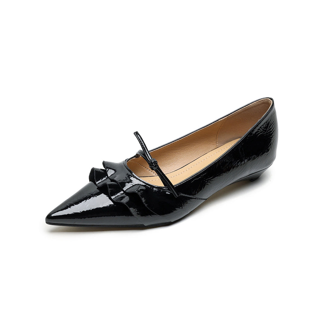 Damen elegante Pointed Ballerinas mit Rüschendetail EB