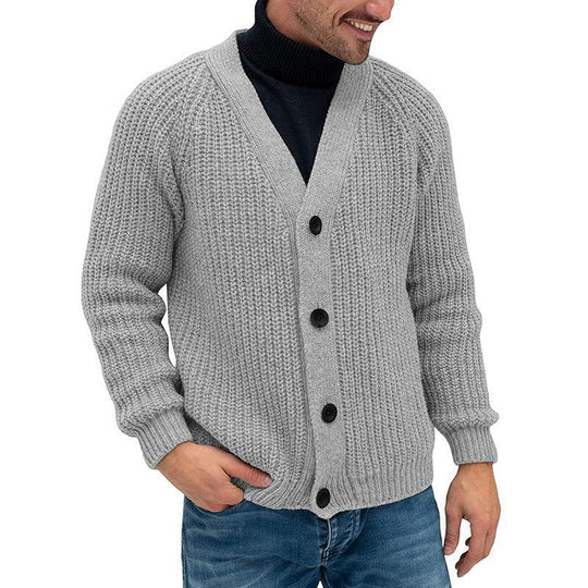 Herren Grobstrickjacke mit Knopfleiste EB