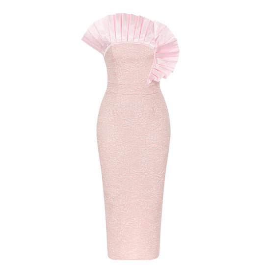 Damen Elegantes Midikleid mit voluminösem Rüschendesign EB