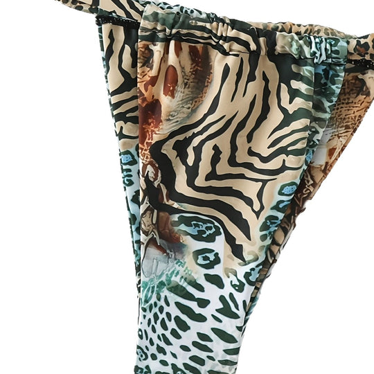 Damen Halter-Bikini mit Animal-Print EB