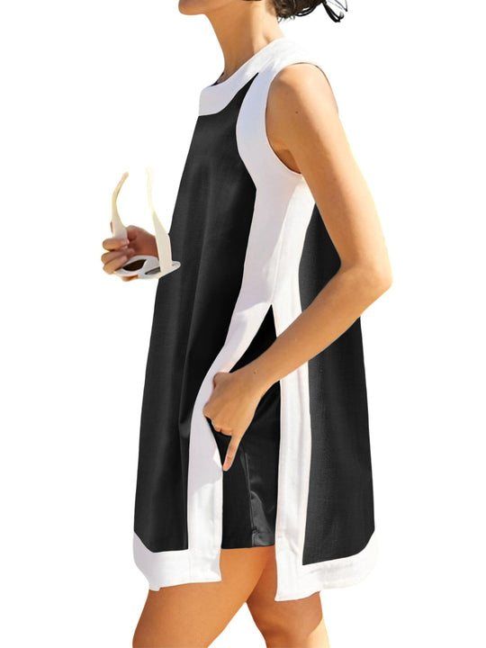 Damen lässiges Strandkleid mit praktischen Taschen EB