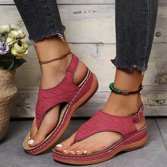 Damen Komfortable Zehentrenner-Sandalen mit modischen Riemen EB