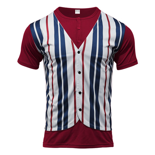 Herren Kurzarm Hemd im Sport-Streifenlook mit Knopfleiste EB