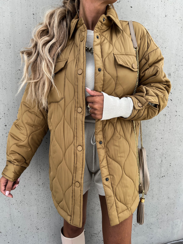 Damen gesteppte Übergangsjacke mit praktischen Taschen EB