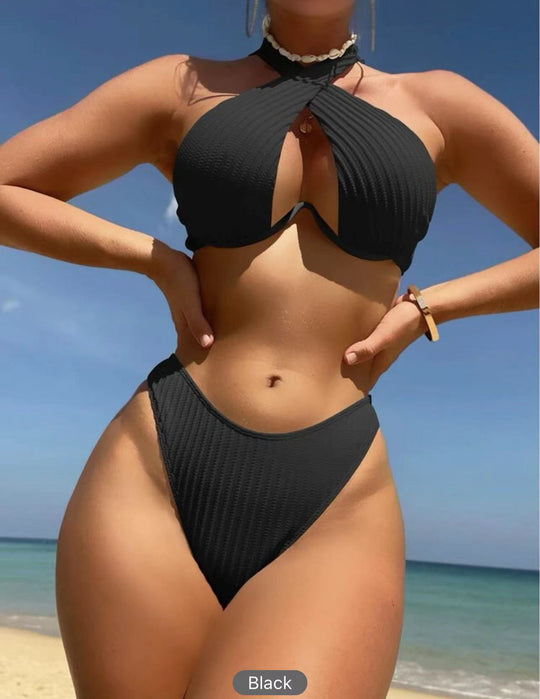 Damen Design-Bikini mit gekreuztem Oberteil EB