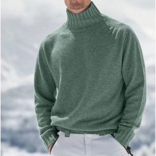 Herren Rollkragenpullover aus hochwertiger Wolle mit strukturierten Details EB