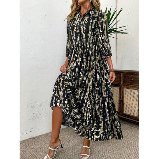 Damen Hemdblusenkleid mit raffinierten Rüschendetails und asymmetrischem Saum EB