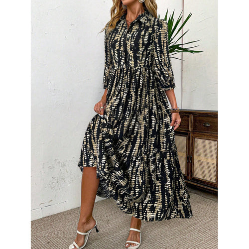 Damen Hemdblusenkleid mit raffinierten Rüschendetails und asymmetrischem Saum EB