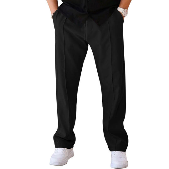 Herren Gerade geschnittene Freizeit-Hose mit Bundzug, Bügelfalte und Eingrifftaschen EB