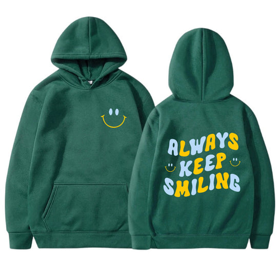 Damen Kapuzenpullover mit fröhlichem Schriftzug und praktischen Kängurutaschen EB