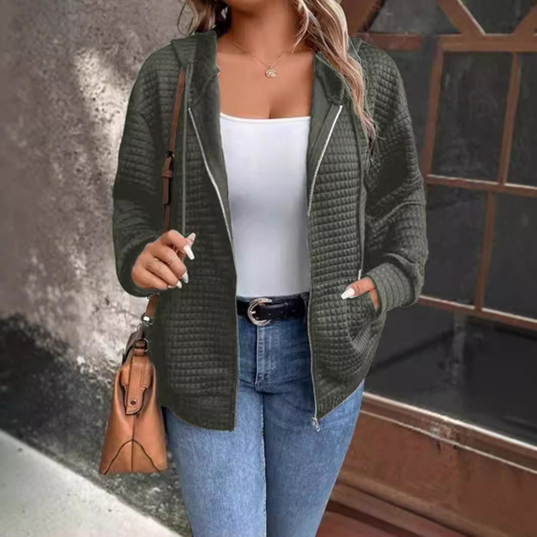 Damen Gefütterte Zip-Jacke mit Kängurutasche EB