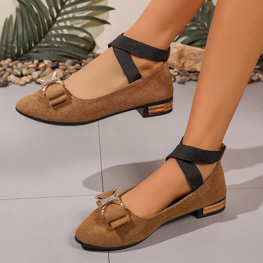 Damen elegante Ballerinas mit modischem Schleifen-Detail EB