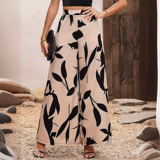 Damen Hochtaillierte Sommerhose mit floralem Druck EB