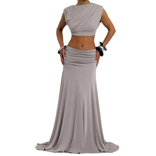 Damen elegantes Wickelkleid mit Rüschendetails EB