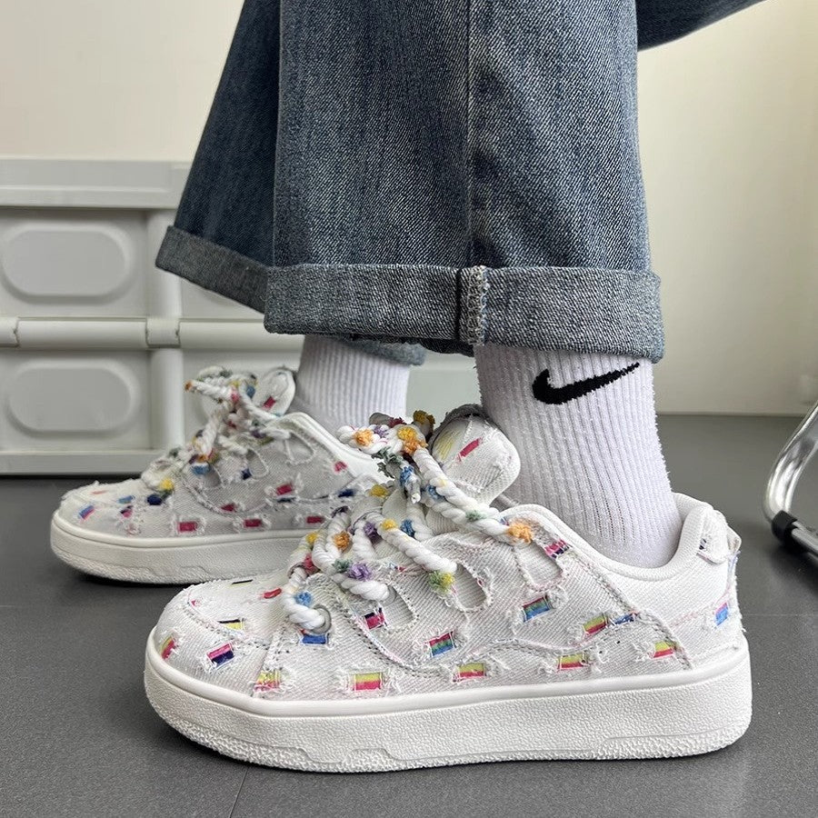 Damen Trendige Sneakers mit bunten Applikationen EB