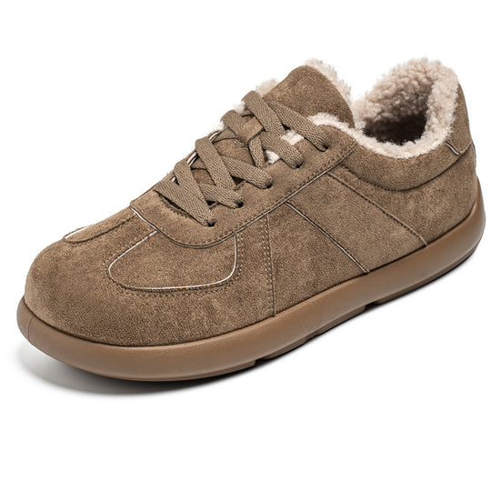 Damen bequeme und stilvolle Halbschuhe mit Futter aus Kunstfell EB