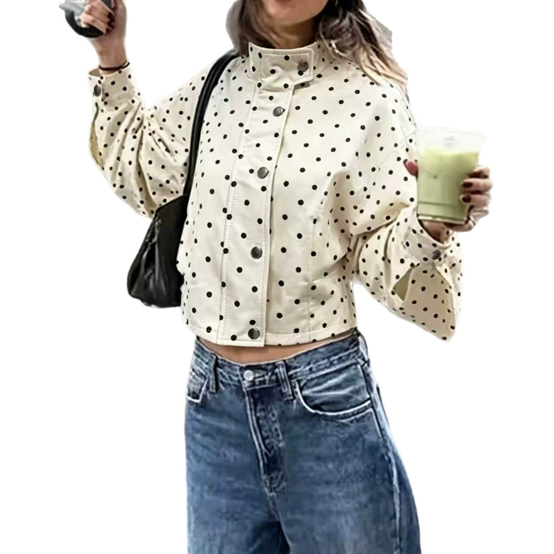 Damen Kurzjacke mit Stehkragen und Voluminösen Ballonärmeln EB