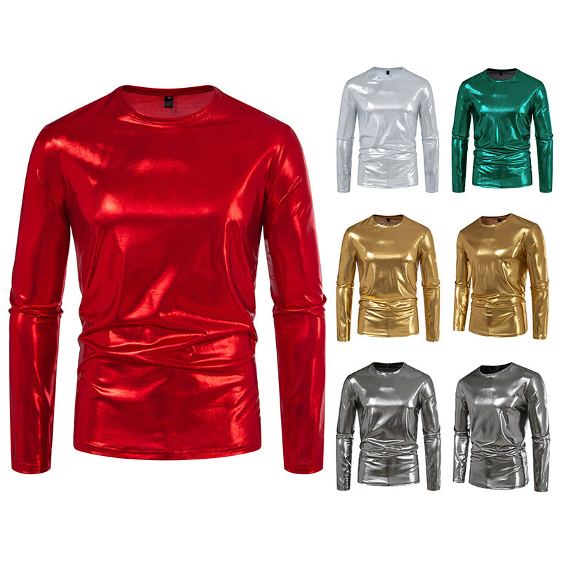 Herren Langarmshirt aus glattem, reflektierendem Material EB
