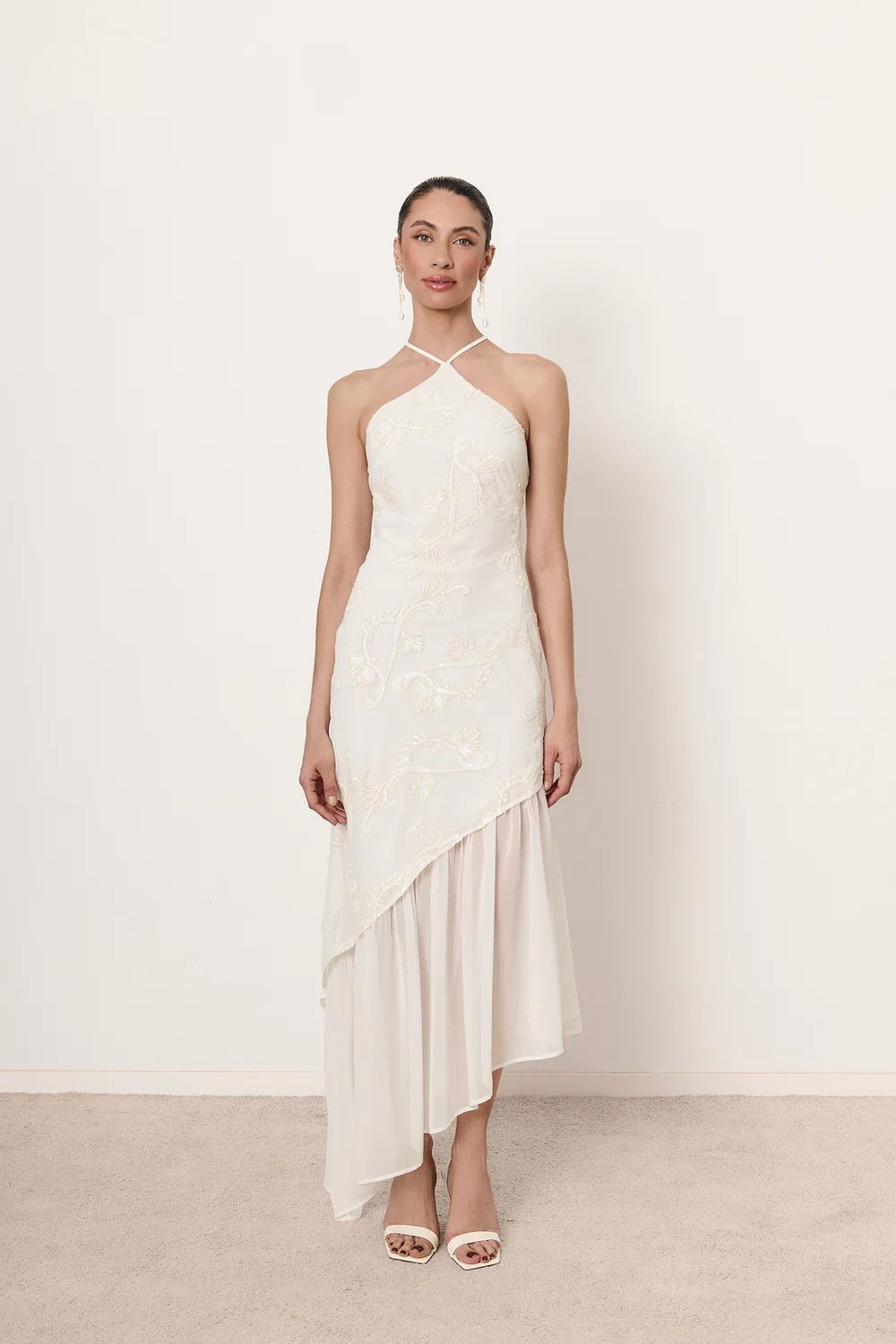 Damen Asymmetrisches Hochzeitskleid mit eleganter Spitze EB