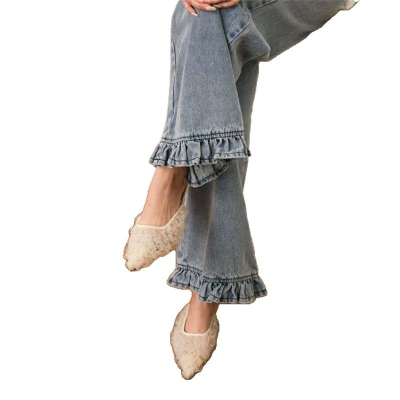 Damen elegante Mules mit rüschendem Design EB