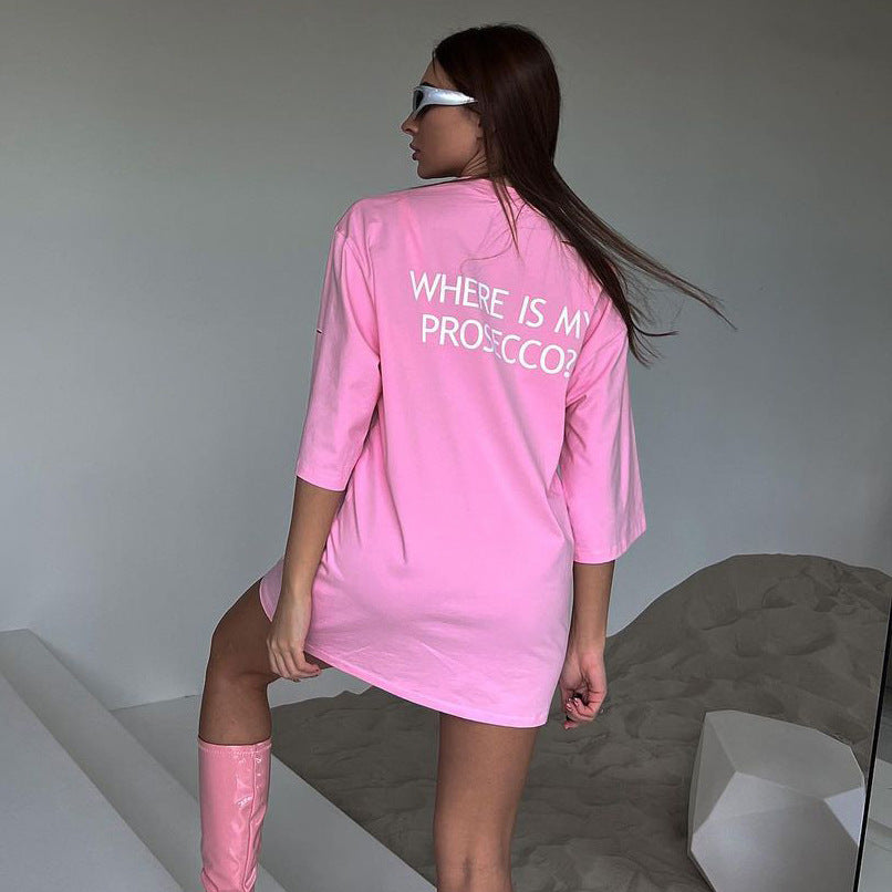 Damen oversized Longshirt mit Statement-Print, dreiviertelärmeln und lockerer Tunika-Silhouette Eichborn Berlin