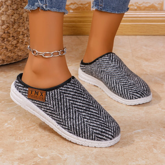 Damen Bequeme Hausschuhe mit Rutschfester Sohle und Herringbone-Muster EB
