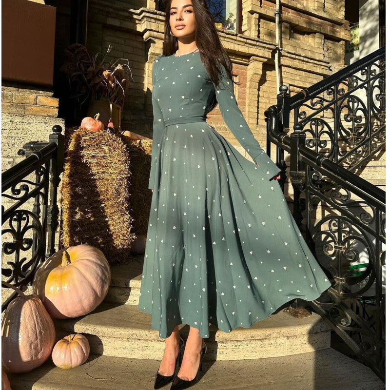 Damen Elegantes Maxikleid mit Geschlitz und langärmligem Design EB