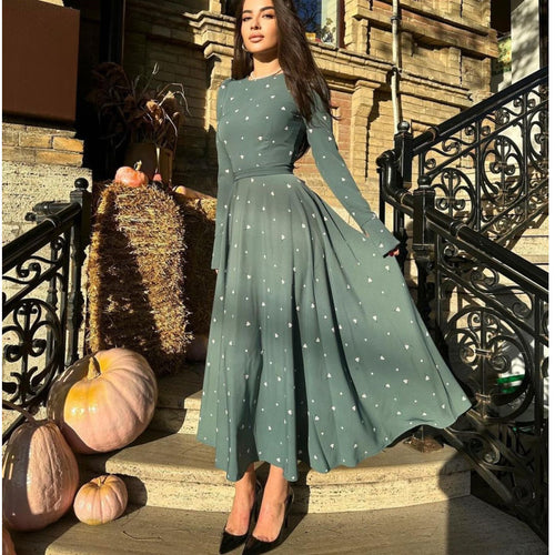 Damen Elegantes Maxikleid mit Geschlitz und langärmligem Design EB