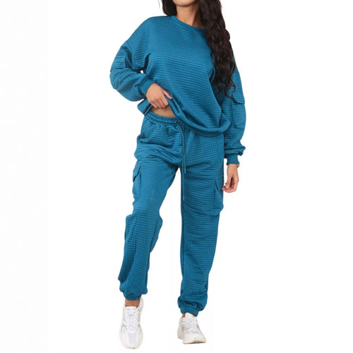 Damen Lässiges Freizeit-Set mit weichem Strukturstoff EB