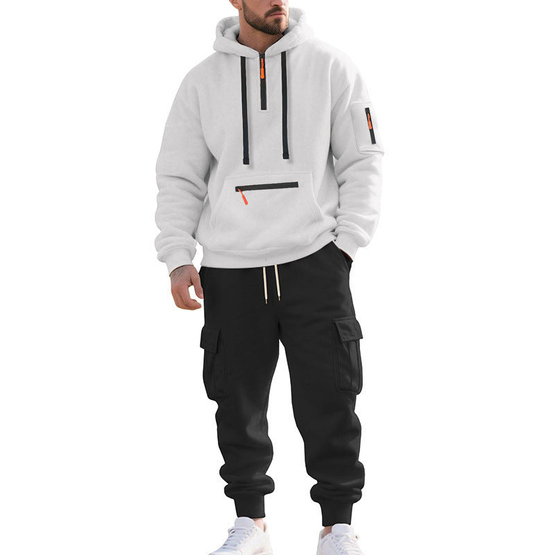 Herren Zweiteiliger Performance-Jogginganzug mit Kapuzen-Hoodie, wasserabweisenden Reißverschlüssen und Cargo-Jogger EB