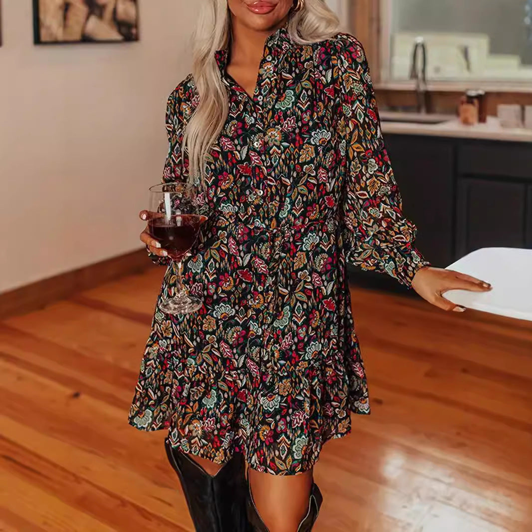 Damen Blusen-Kleid mit floralem Design EB